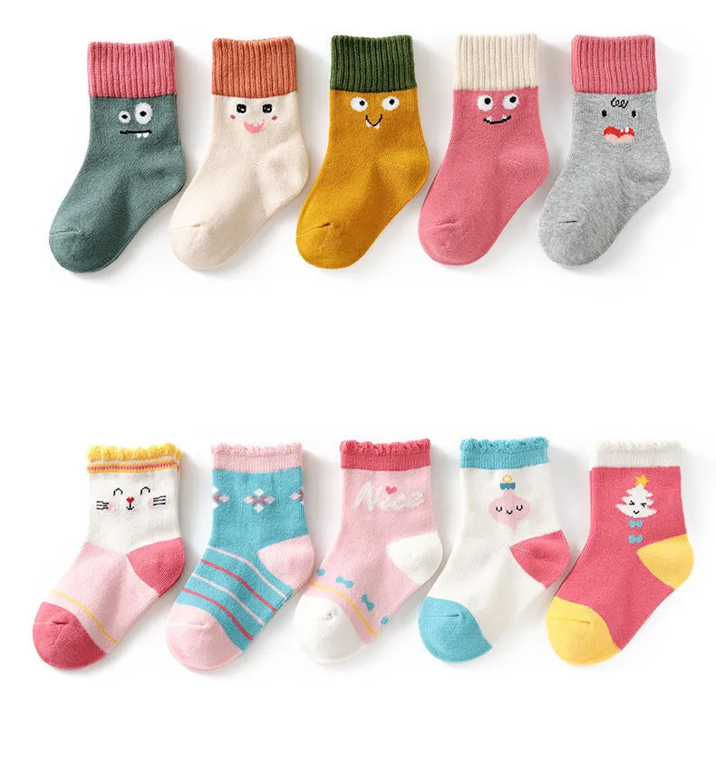 Children Cotton Socks Autumn Winter Spring Kids Boys Girls Warm Mid Socks Cartoon Stripe Sports Socks 220514