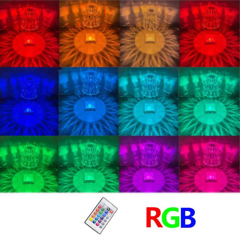 RGB Белый светодиодный алмазный настольный светильник с дистанционным управлением USB-зарядка Сенсорный датчик Ресторан Бар Украшения Настольные светильники Романтическая лампа H22251L