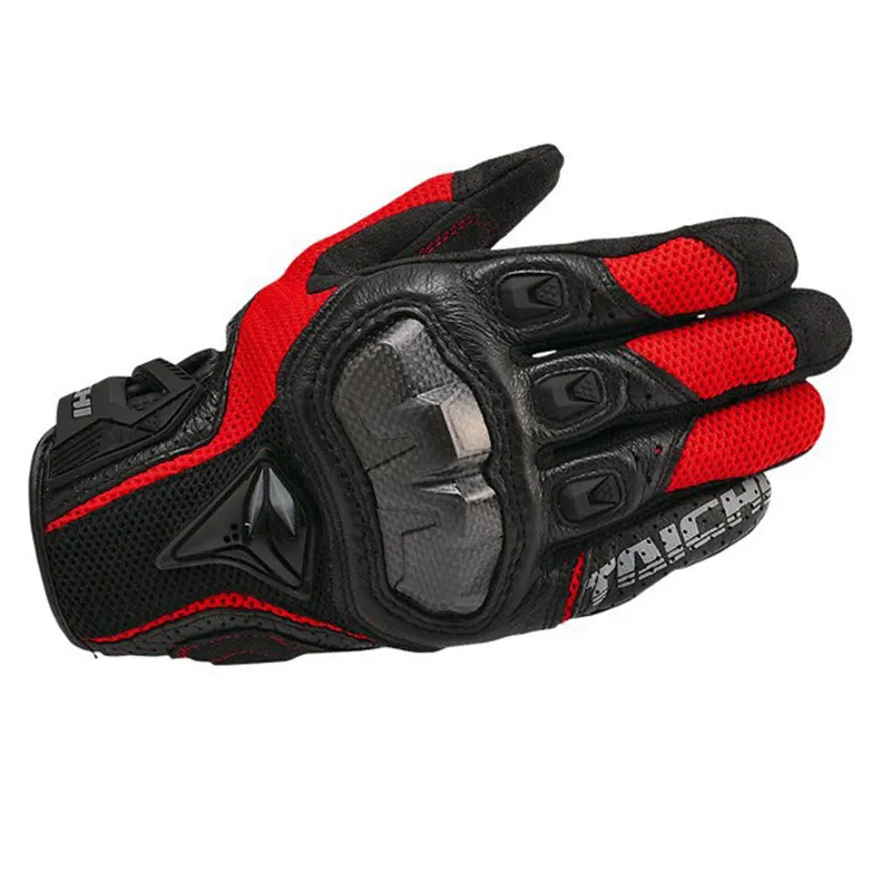 Guante de cuero para pantalla táctil para motocicleta, protección transpirable para Motocross, guantes para primavera y otoño para hombre 220622