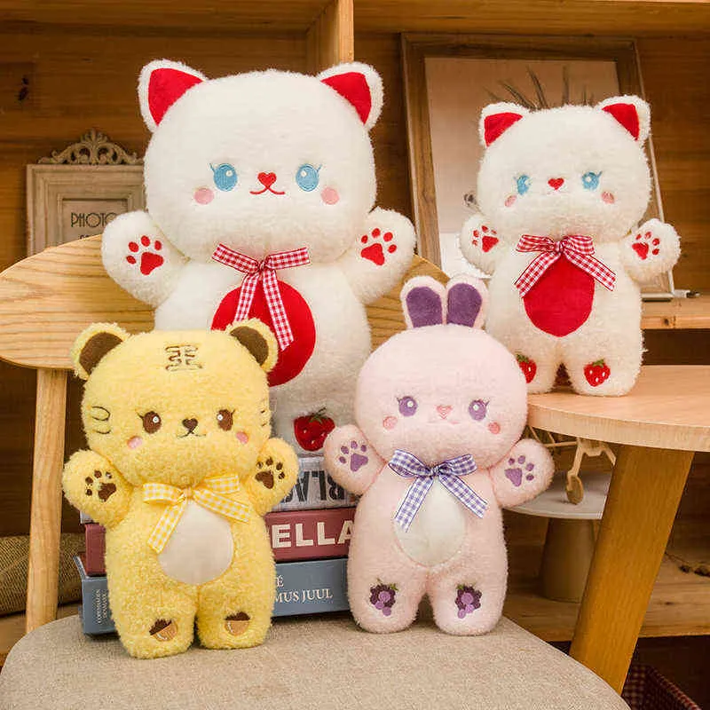 Pc Cm Dessin Animé Chat Lapin Tigre En Peluche Poupées Kawaii Peluche Beau Cadeau pour Enfants Enfants Anniversaire Oreiller J220704