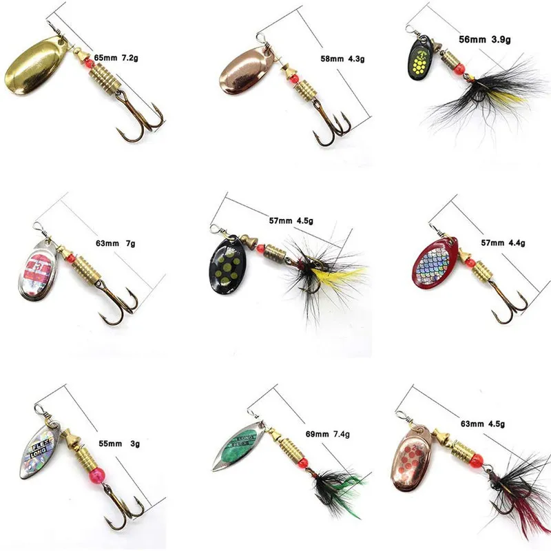 Boxed Rotating Spoon Kit Lure Fishing Lures Artificial Baits Metal Fish Hooks Bass Trout Perch Pike Rotating Sequins 220530