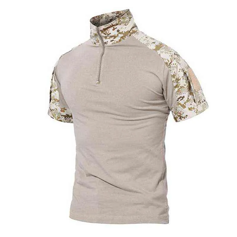 Men's Tactical T-Shirts Camouflage Army Uniform Hunt Working Short Sleeve Shirts Assault Combat Military Cotton Clothes For Male L220706
