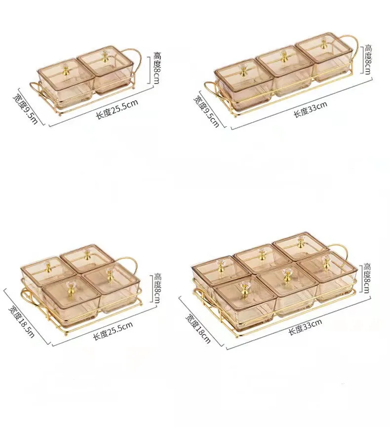 Nordic Fruit Dessert Snacks Kom Salade Voedsel Noten Opbergdienblad met Deksel Glazen Schotels Dientplateau voor Party Cake Houder Set 220418