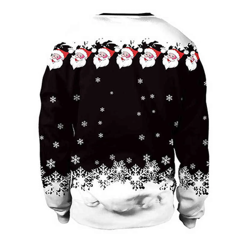 Erkekler çirkin Noel kazak yapışkan Noel kazak sweatshirt Noel Baba Baskı Sonbahar Kış Yenilik Noel Jumper'lar L220730