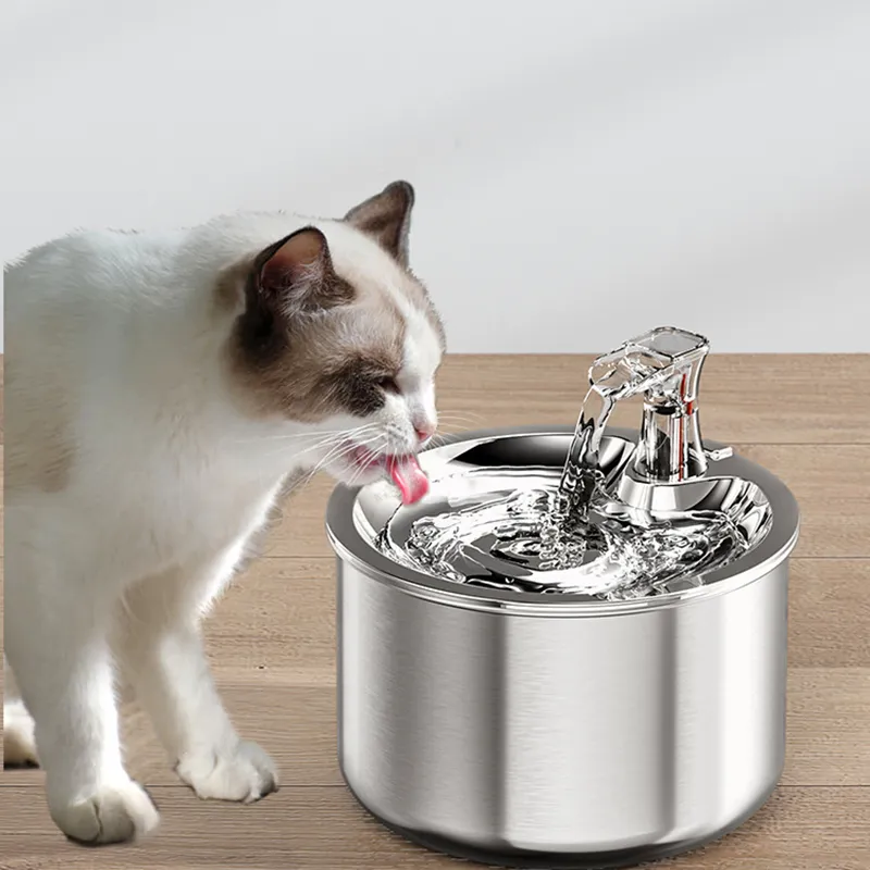 Fontaine automatique pour chats en acier inoxydable 2L eau courante potable pour chat chien filtre à 4 couches capteur de distributeur d'abreuvoir pour animaux de compagnie intelligent 220323