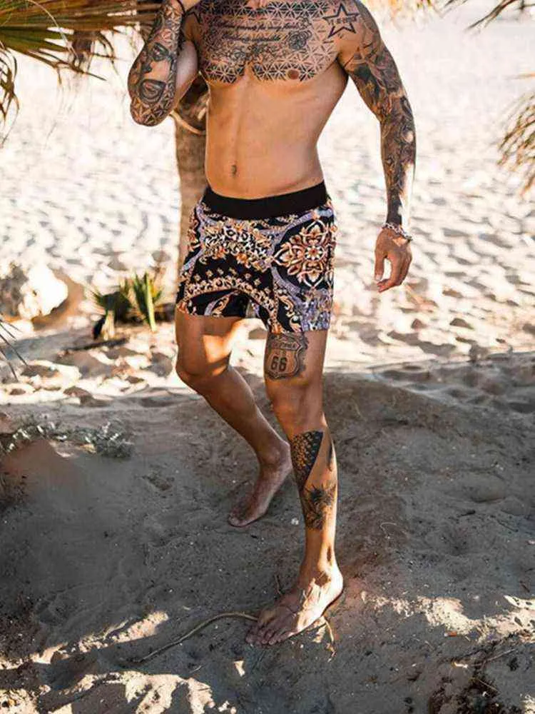 Новые роскошные шорты для плавания для мужчин Летний Высокий конец напечатаны быстрый сухой пляж для плавания шорты мужская одежда для одежды Y220407
