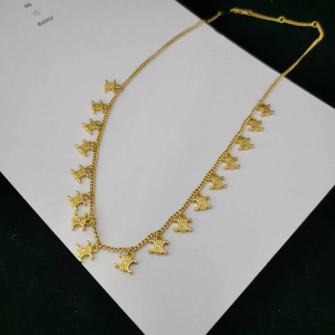 CEL Designer 2022 Новая дуга De Triomphe Penden Tassel Ожерелье женское медное покрытие с золотым знаком толщиной 24 км цепь ключицы