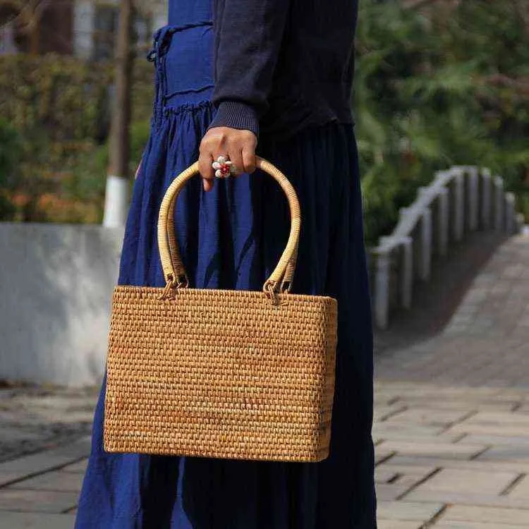 Вьетнамская ротантная планка сплетенная сумка INS Литература и искусство женская ручная солома для соломенной сумки Осенний ротан