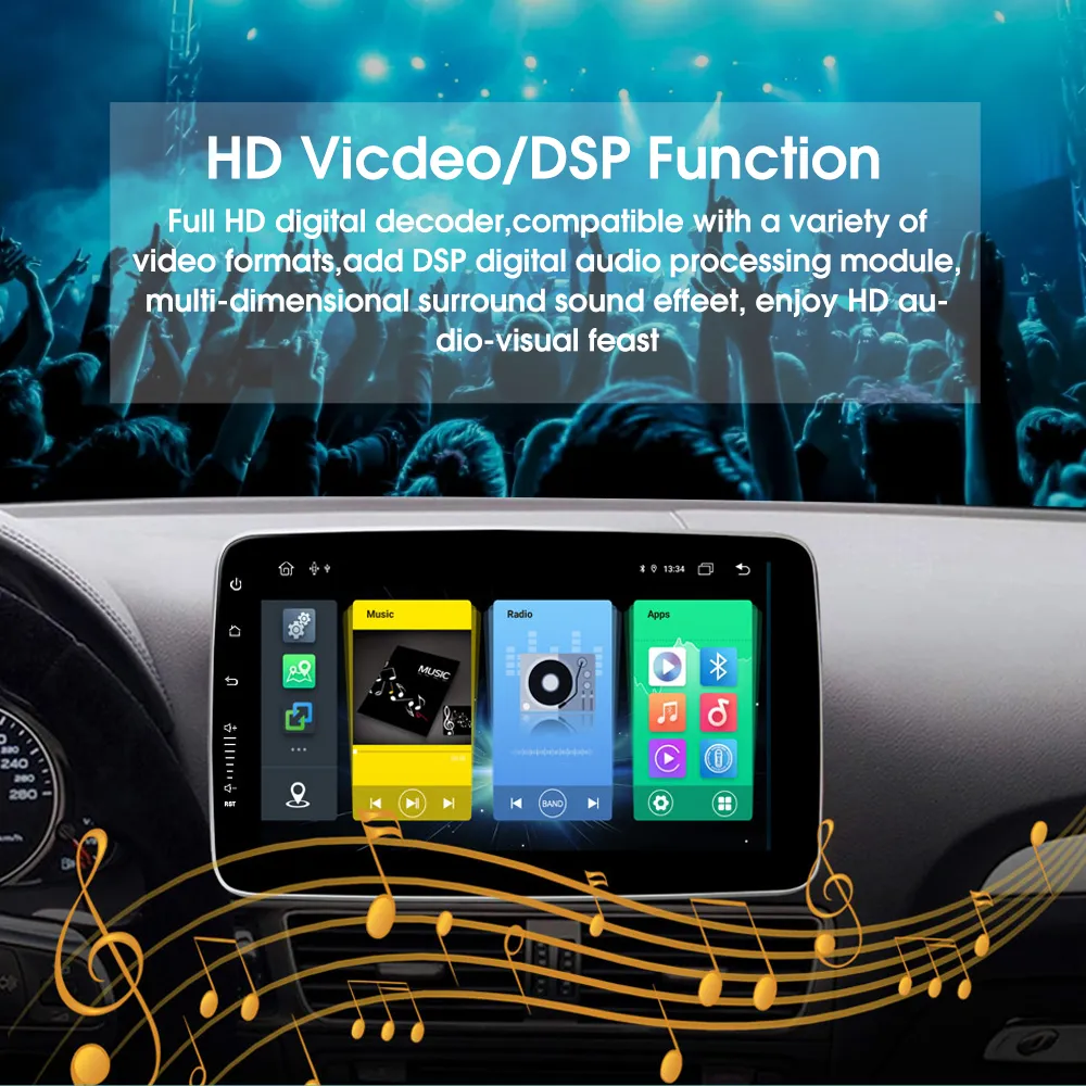 Android 10 4G 8-Core Car DVD Multimedia Player 1Din Pekskärm 64G 128G Universal med Wired CarPlay GPS Navigation