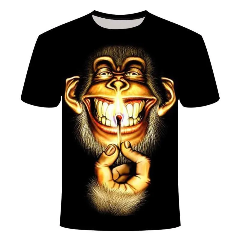 3D Fashion Funny Monkey Graphic t shirts Summer Casual Animal Pattern Men s t shirt Hip Hop Print Short Sleeve t shirts Tops 220520