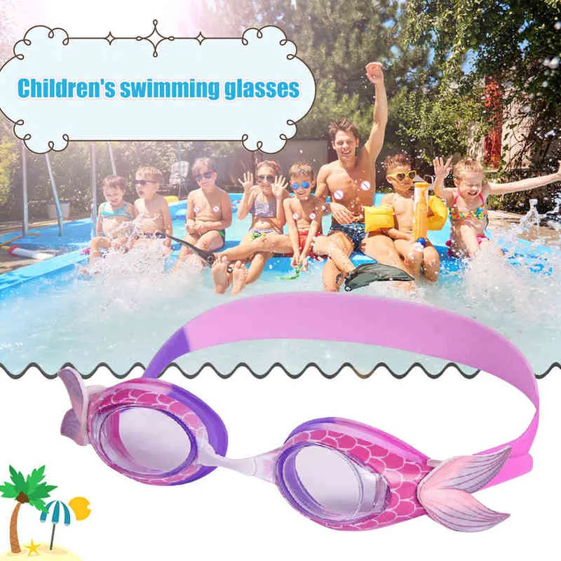 Cartoon Pływanie Gogle Anti-Fog Ochrona przed upływem UV Miękkie silikonowe okulary kąpielowe dla dzieci Nurkowanie Surfing G220422
