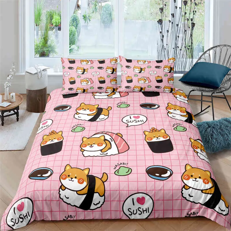 Cartoon Cute Dog/rabbit Bedding Set Nordic King Single Twin 90/135/150 Bed Cover 240220 Duvet for Girl Boy Kid Teens Gift