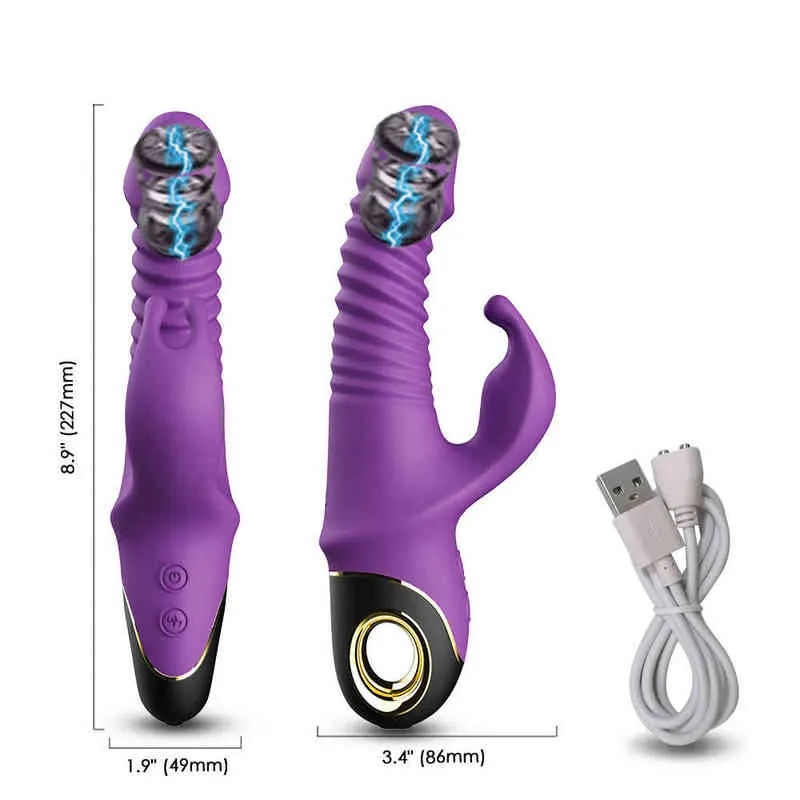 Vibradores NXY 2022 Vibrador de conejo Rotación telescópica automática Punto G Estimulador de clítoris Masturbación femenina Juguetes sexuales para mujeres Adultos 18 220427