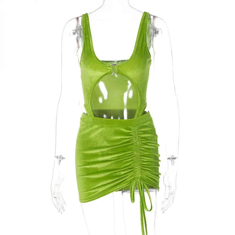 Hugcitar без рукавов с открытой спиной лоскутное боди платье 2 комплекта летняя женская мода уличная одежда наряды Y2K халат Kpytomoa 220602