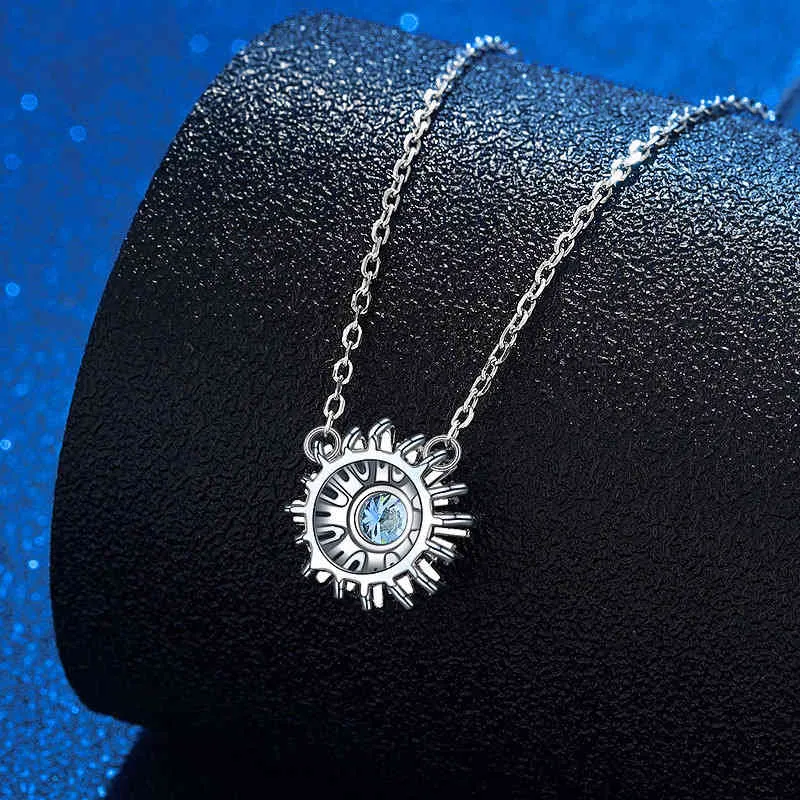 Ciondolo girasole in argento sterling 925 donna 14K oro bianco GRA VVS1 Collana con diamanti Moissanite Gioielli da sposa237D