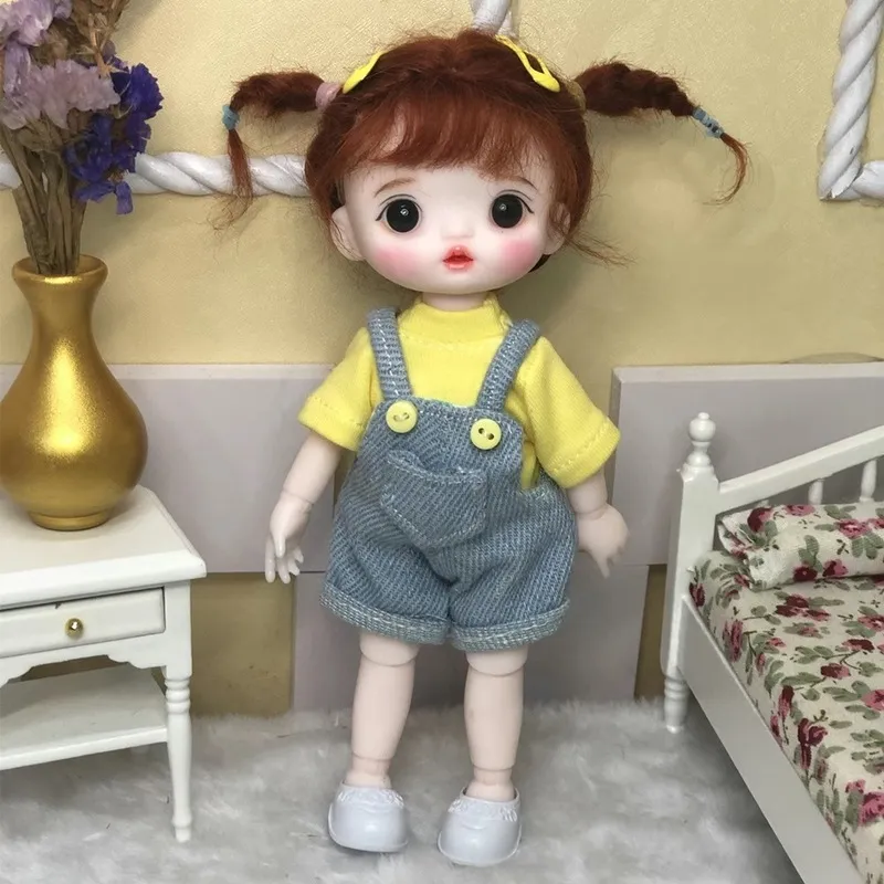 17CM Mini Cute BJD Dolls Fashion Clothes Suit Princess Makeup Joints Movable Bebe Reborn Accessories 16CM 1/8 Doll for Girls Toy 220505