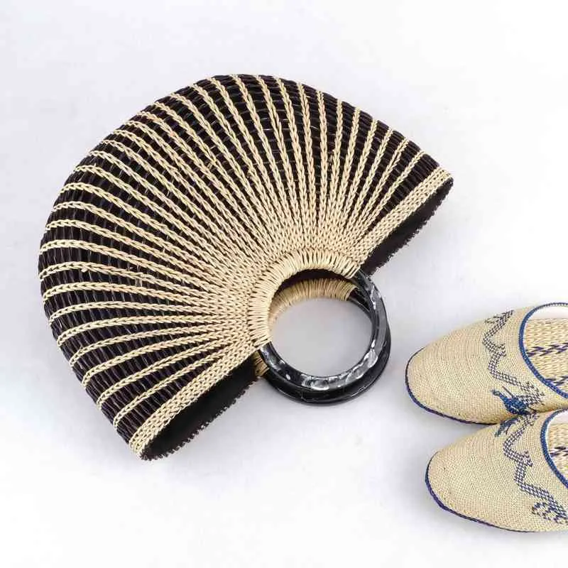 Xuhang Craft Straw Terby Bag Insum Summer Amarelo Bolsa de palha de abóbora Bolsa de praia Bolsa feminina Fashion String 220614
