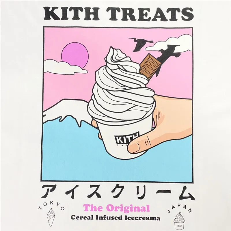 SS Kith Treats Locale Tee T 셔츠 남성 여성 빈티지 1 1 고품질 흰색 아이스크림 탑 220616