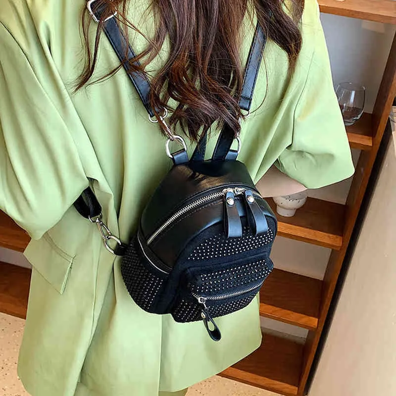 nxyスクールバッグ小さなバックパックファッションクリスタルラインストーンラインストーンショルダーレディース用女性カジュアル旅行バグパックハンドバッグ220802