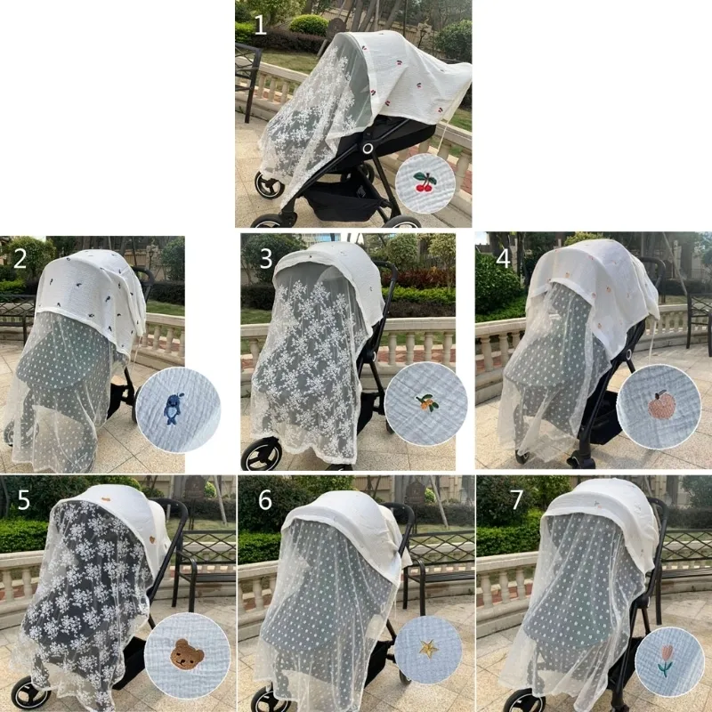 Baby Stroller Cover Breathable Mesh Mosquitoes Net Gauze Sunshade Windshield Sunscreen Curtain 130 x 100cm 220531