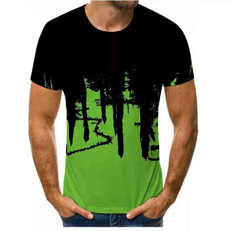Neueste 3D Gedruckt T-Shirt Tinte Ziehen Muster Kurzarm Sommer Casual Tops Tees Mode Oansatz T-shirt Männliche L220704