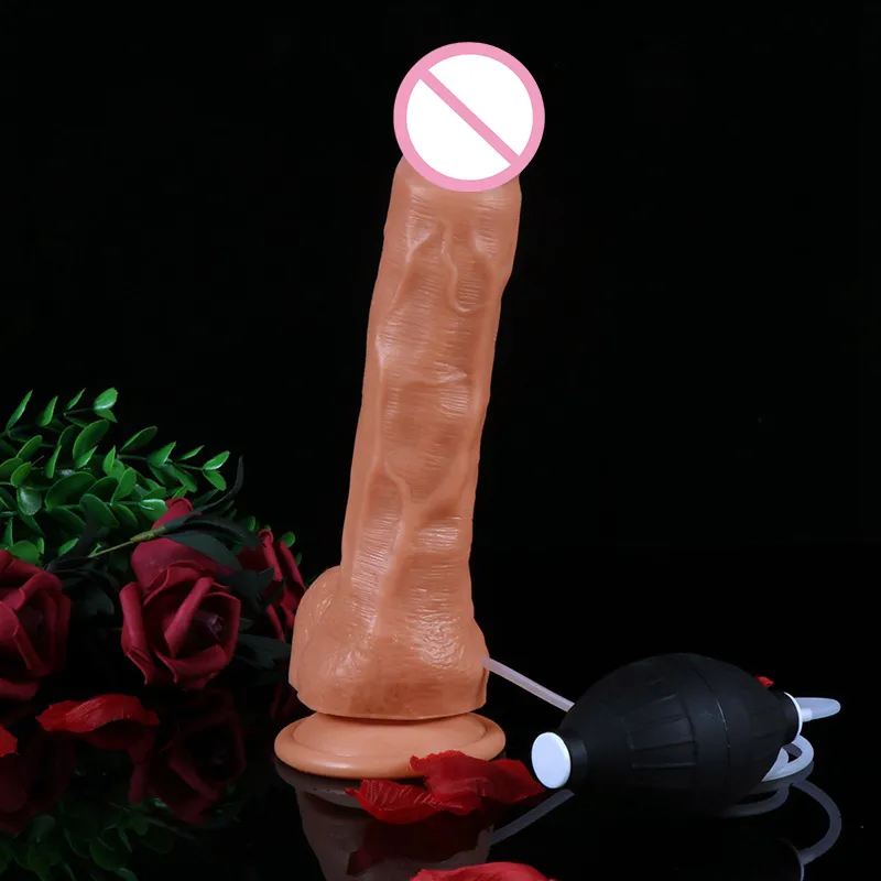 Pulvériser de l'eau gode Simulation éjaculer pénis réaliste éjacule ventouse produit sexy gros jouets pour femme bite