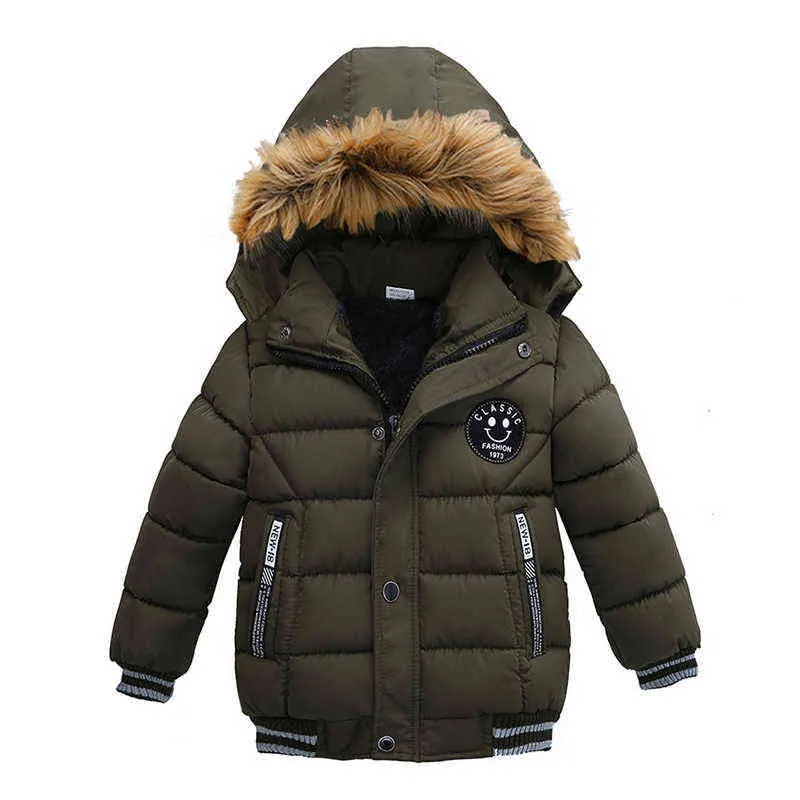 2022 Winter Boys Kurtka dla dzieci Kurtki Dzieci ciepły strój z kapturem gruba polarowa kurtka dla małego chłopca strój ubrania 2 3 4 5 6 y J220718