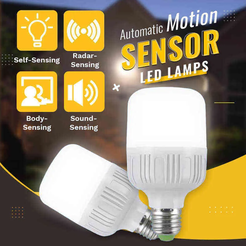 Automatic Motion Sensor LED Lamp 220VEnergy Saving Lamp Auto ON/OFF LED Bulb Light Sensitive Human Body Movement Detector Lights H220428