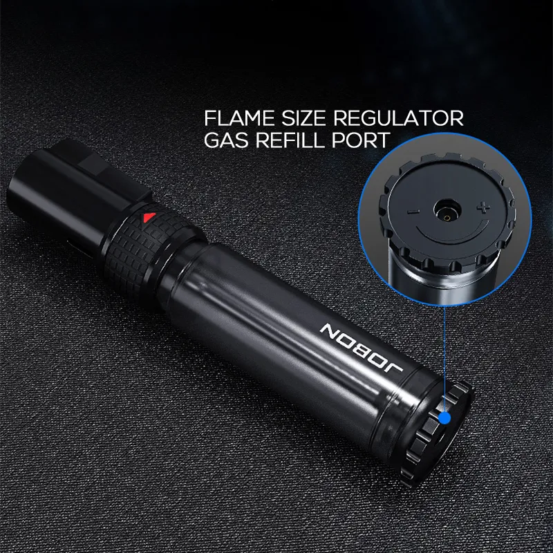 JOBON Cigar Torch Jet Lighter recarregável butano isqueiros à prova de vento com janela de gás