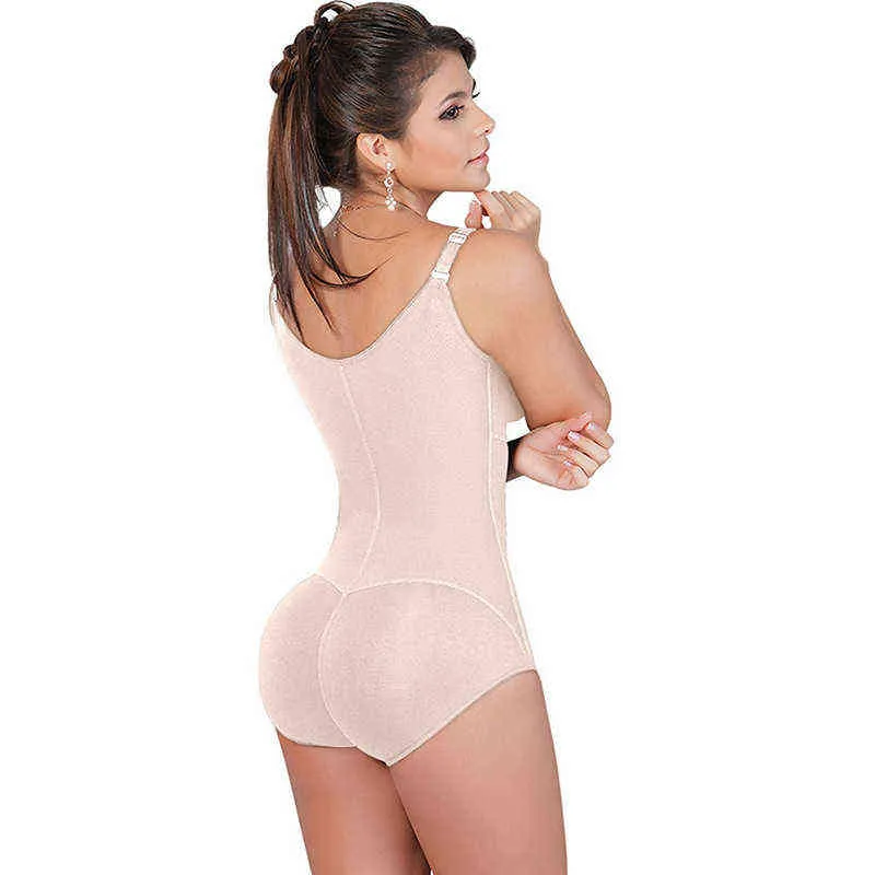 여성 전신 셰이퍼 Shapewear 슬리밍 브리핑 버트 리프트 배가 통제 허리 트레이너 Bodysuit 속옷 플러스 크기 지퍼 스타일 L220802