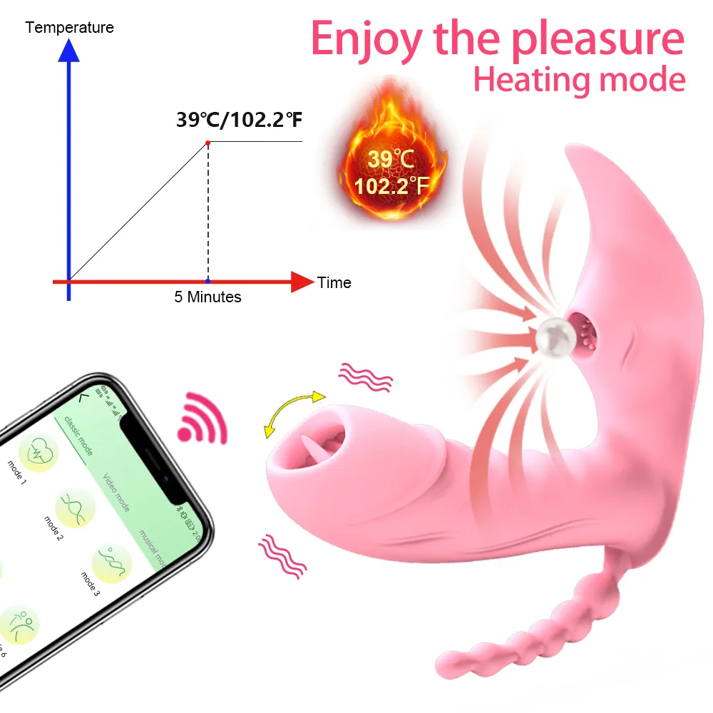 APP Control Clitoris Sucker Dildo Vibratore Giocattoli sexy le donne Mutandine indossabili Stimolatore della vagina del punto G Succhiare adulti