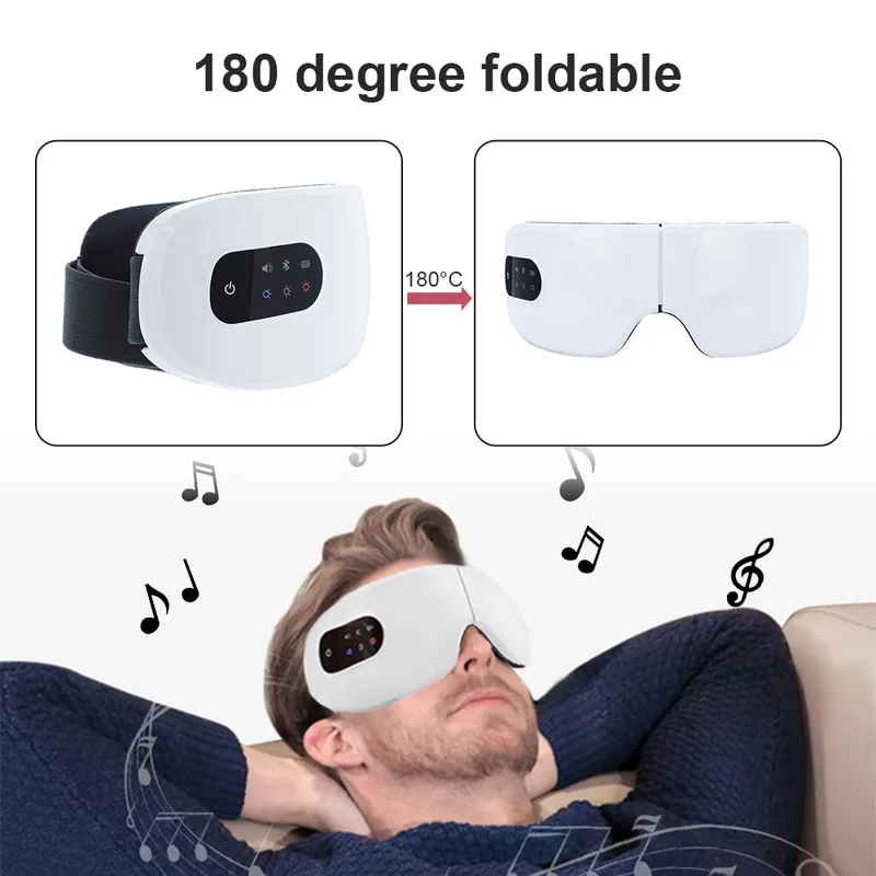 Massageador de olhos inteligentes elétricos Anti rugas Olhos, dispositivos de cuidados de massagem, compressas de terapia de terapia para olhos cansados ​​Bluetooth Music 220514