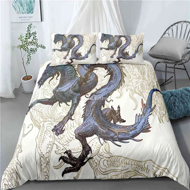 Forntida drake mönster high-definition digital tryck sängkläder set dubbel drottning ner täcke omslag kudde hemtextil