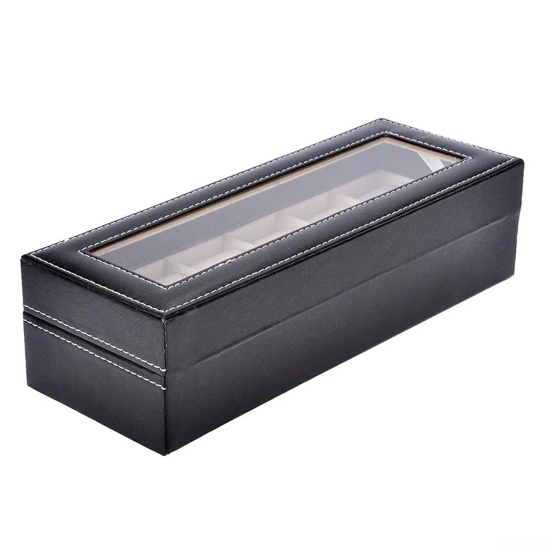 2 3 6 SLOTS Titta på förvaringsbox PU Leather Organizer Mechanical ES Display Holder Cases Jewelry Gift Porta Orologi 220624