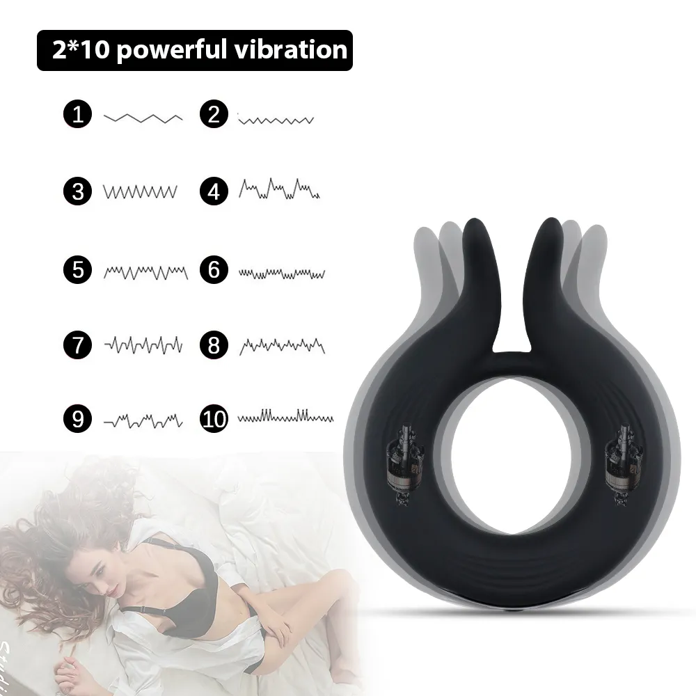 10 vibrationslägen vibrerande kuk ring på för man fördröjning utlösning penis sexiga leksaker män manlig onani vuxna 18