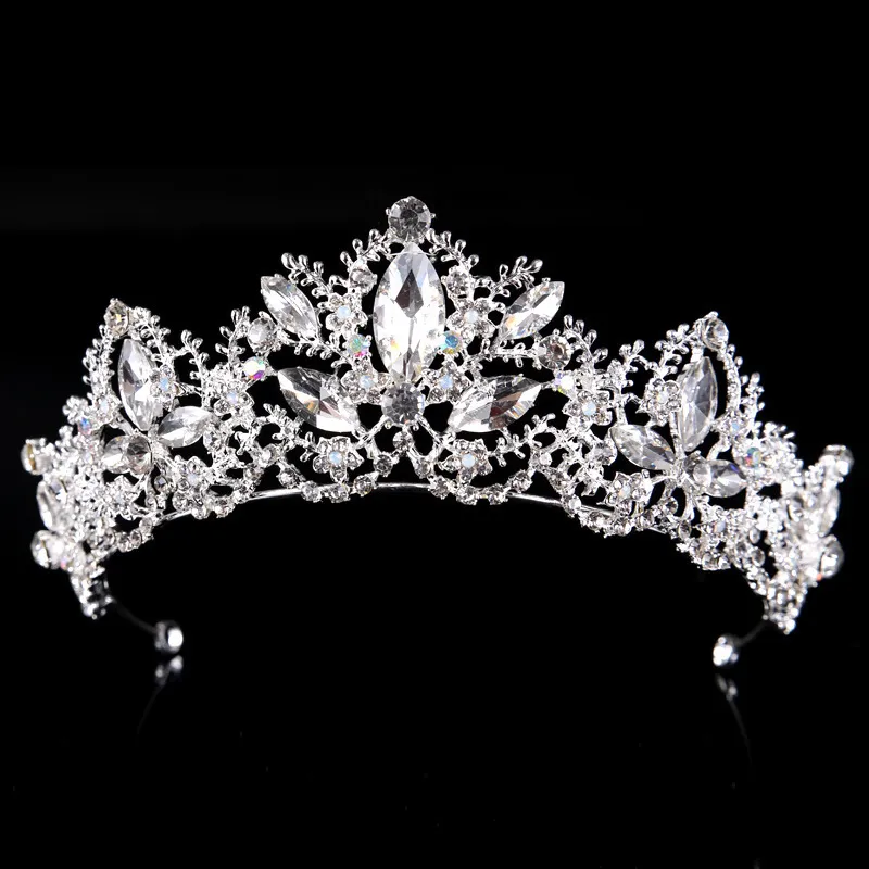 Fashion Baroque Luxury Crystal AB Bridal Crown Light Gold Diadem Tiaras for Women Bride Wedding Hair Accessories 220726