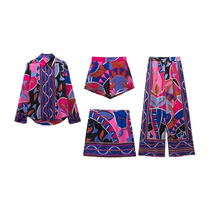 Zevity feminino de contraste vintage cor geométrica impressão smock blusa de escritório