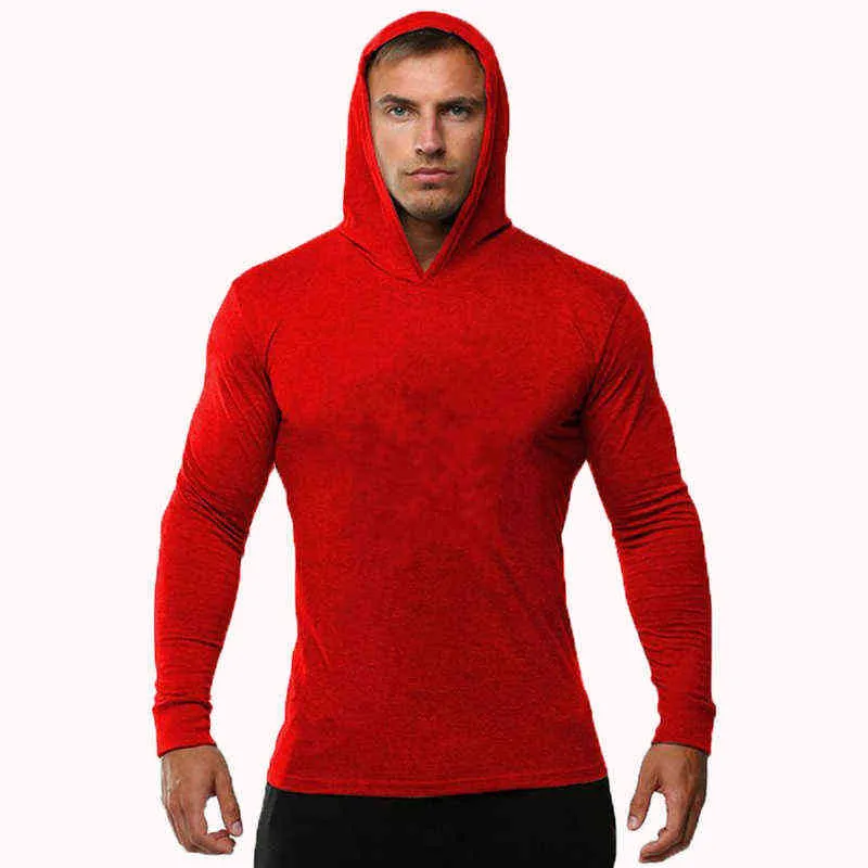 Zomer Dunne Lange Mouwen Hooded European Size Männer Sport Leisure Running Training Gym 100% Katoen Trui New L220801