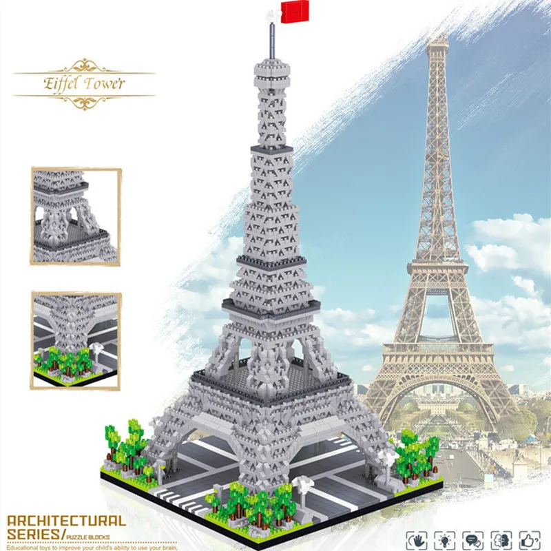 Architectuur Eiffeltoren Londen paar Louvre Micro Model Bouwstenen Bouw speelgoed speelgoed speelgoed voor kinderen voor cadeau 220715