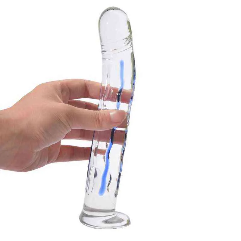 Nxy Dildos Dongs Crystal Glass Dildo artificial Penis Anal Butt Plug G spot Erotic Sex Toys for Woman Female Masturbator Realistic Dildo 220511