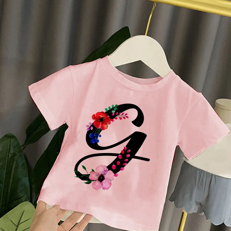 Niños niña camiseta verano bebé carta planta Tops niño camisetas ropa niños ropa dibujos animados camisetas manga corta ropa Casual 220620