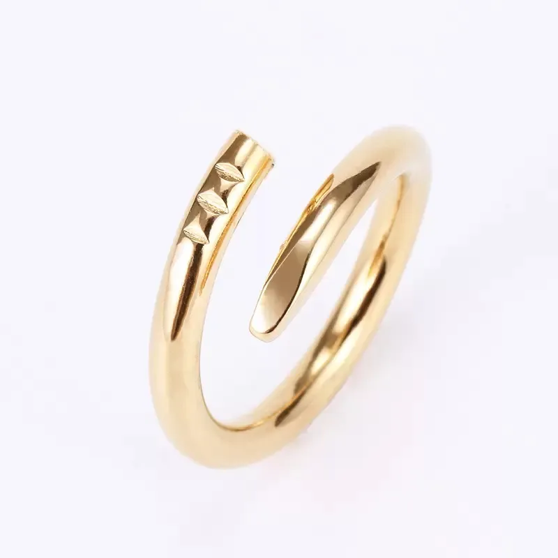 Band Nail Rings Love Ring Designer Jewelry Titanium Steel Rose Gold Silver Diamond Cz Size Fashion Classic Simple Wedding Engageme340L