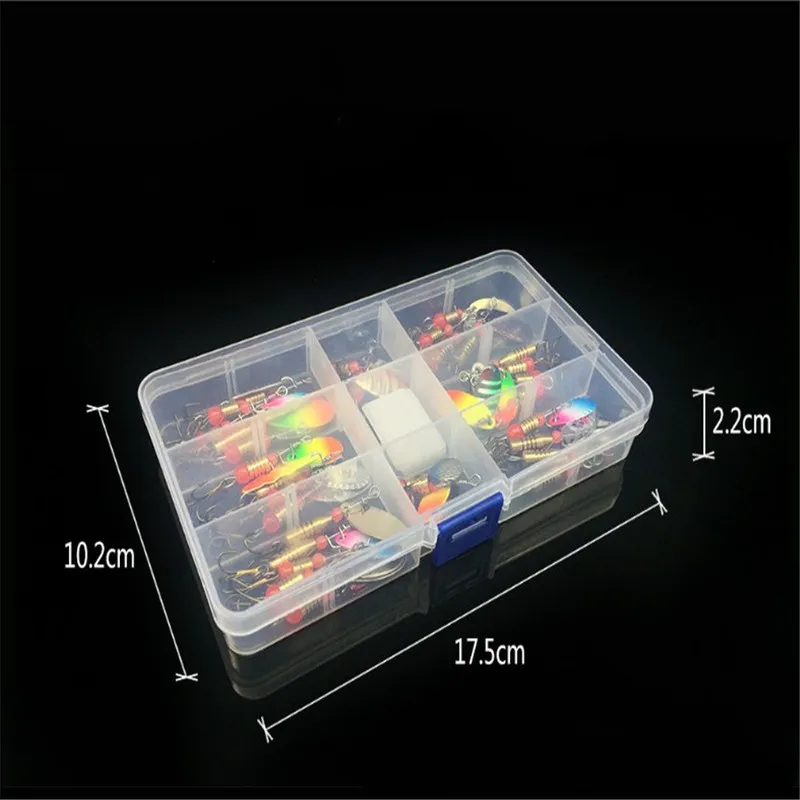 Boxed Rotating Spoon Kit Lure Fishing Lures Artificial Baits Metal Fish Hooks Bass Trout Perch Pike Rotating Sequins 220523