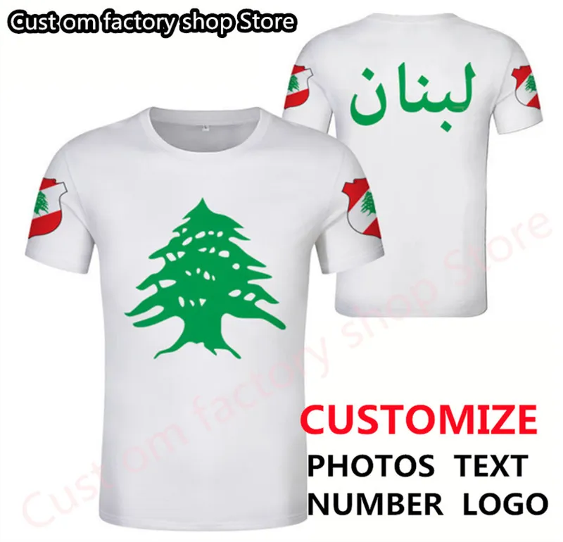 لبنان T Shirt DIY اسم مخصص مجاني رقم LBN T Shirt Nation Flag LB جمهورية العربية العربية اللبنانية طباعة P o الملابس 220620