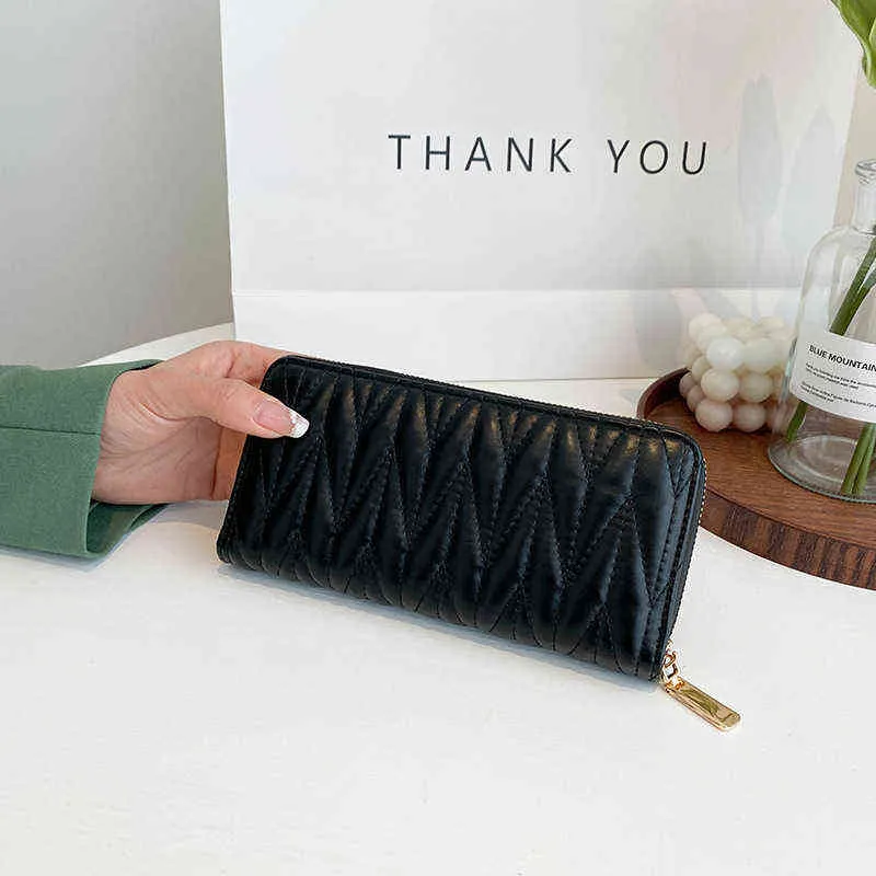 Wallet Women's Long New Model är en mode online Celebrity Niche Design Women's Folding Wallet Card Bag Hand Bag Woman 220625