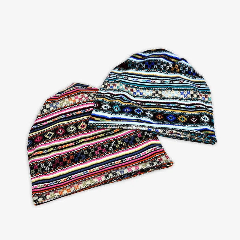 Cokk Cotton Beanie Tulband Hat Women Men Men Boho Geometric Design Beanie Beanie Bacgy Cap Gorro Feminino Bone Male Новый повседневное J220722