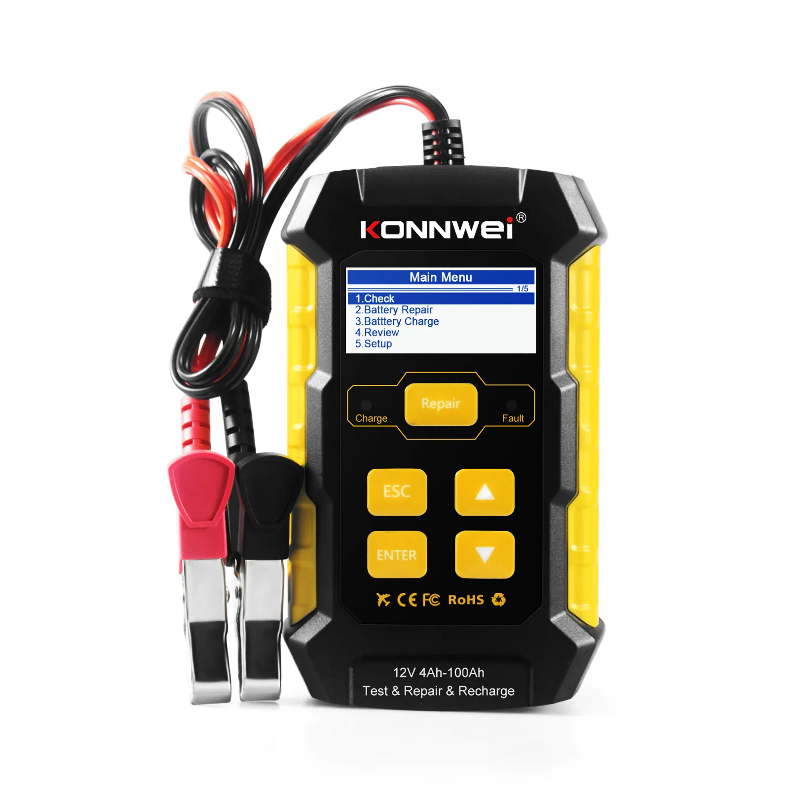KONNWEI KW510 Testador de bateria do carro Reparação do carro Carrocregadores de bateria de bateria Automotivo Ferramenta de manutenção de dispositivos de diagnóstico automotivo
