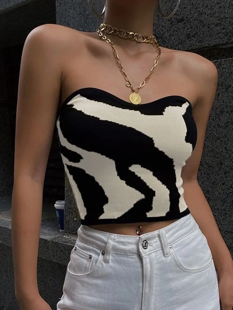 Yedinas Streetwear Patchwork Slim Cropped Feminino Sleeveless Tank Top Women Sexy Skinny Femme Corset Tube Korean Style 220325