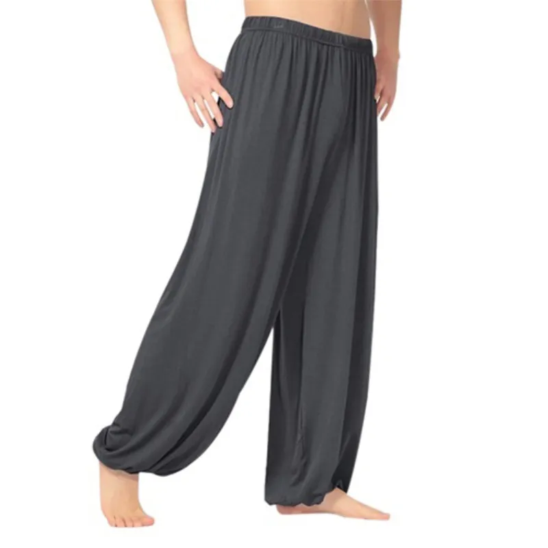 Män avslappnad solid färg baggy byxor Belly Yoga Harem Pants Slacks Sweatpants Trendy Loose Dance Clothing 220629