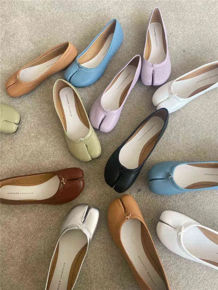 Klänning Skor Designer Nya Koreanska Split Toe Skor Chic Personliga Soft Ballet Skor Kvinnor Flat Loafers Sommar Sandaler 220324